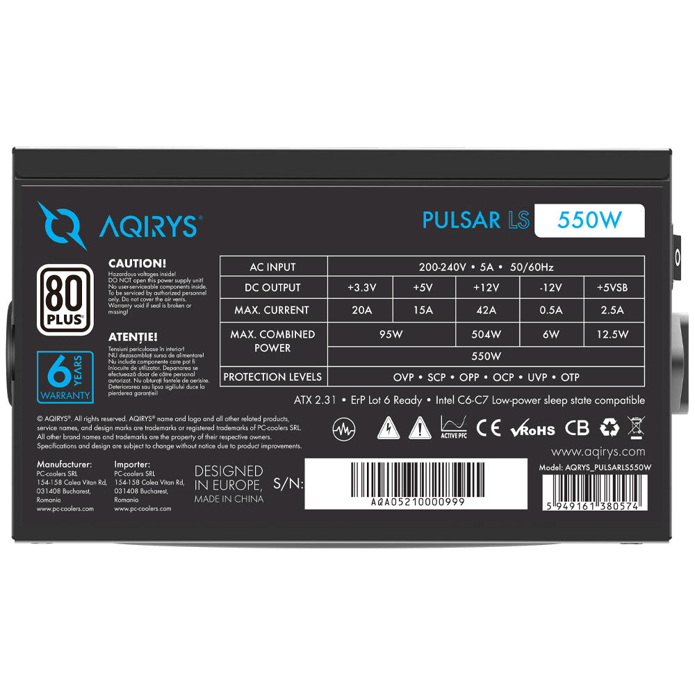 Sursa AQIRYS Pulsar LS 550W