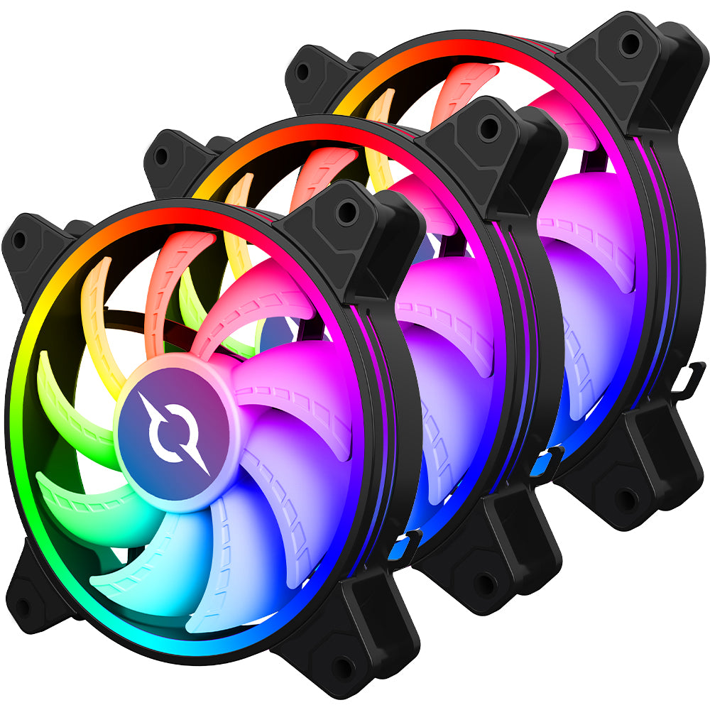Kit 3 ventilatoare 120 mm RGB cu telecomanda si controller AQIRYS Libra