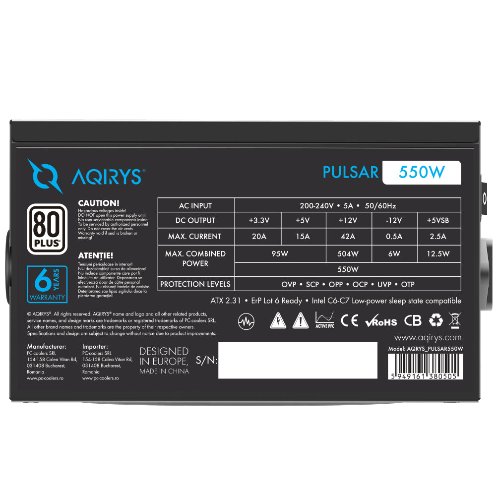 Sursa AQIRYS Pulsar 550W