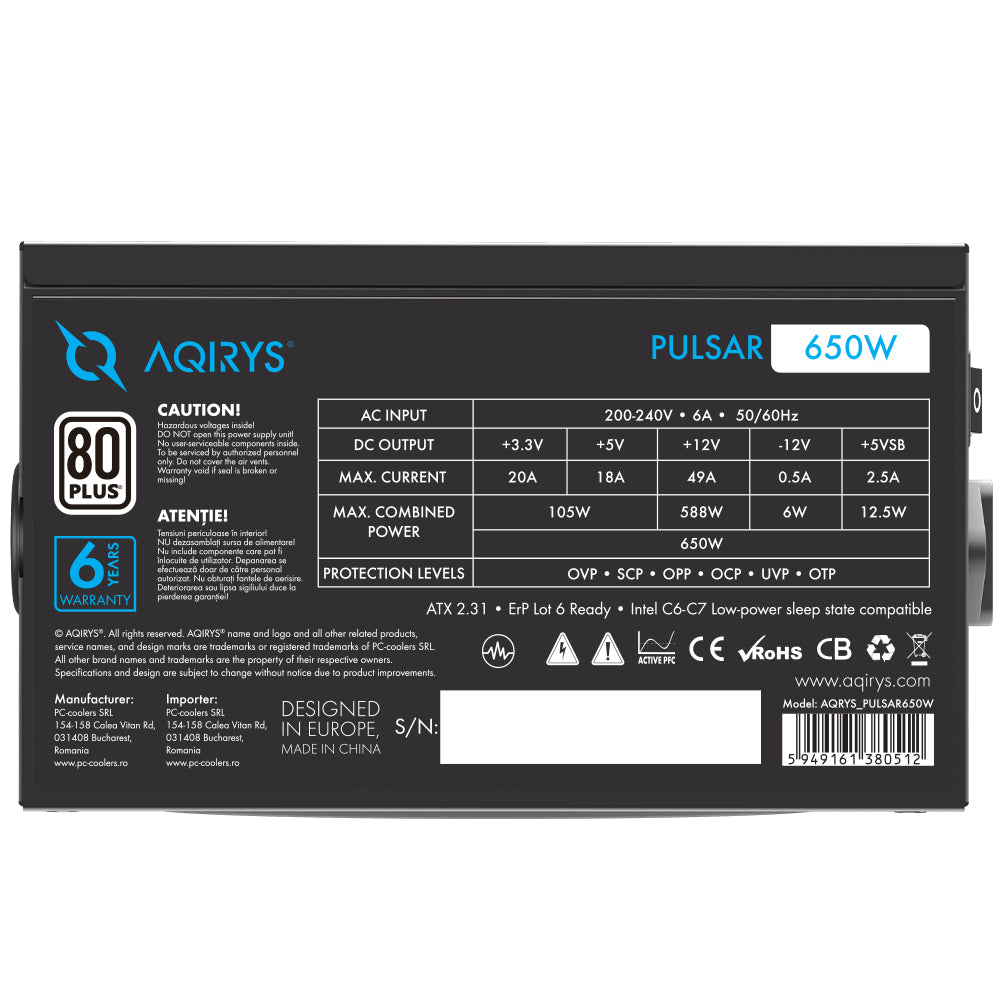 Sursa AQIRYS Pulsar 650W